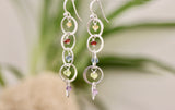 Sterling Silver Hammered Hoop Chain Earrings with Small Gemstones