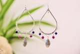 Large Sterling Silver Teardrop Earrings with Labradorite