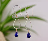 Sterling Silver Swirl Drop Earrings with Lapis