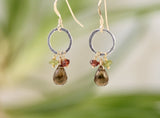 Mixed Metal Hoop Earrings with Whiskey Quartz