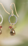 Mixed Metal Hoop Earrings with Whiskey Quartz