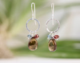 Sterling Silver Hoop Earrings with Whiskey Quartz