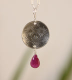 Sterling silver burst stamped pendant