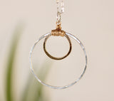 Mixed Metal Hoop in Hoop Pendant