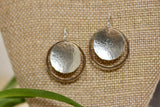 Mixed Metal Hammered Hoop and Disc Earrings