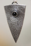 Crackle Textured Triangle Earrings With Black Onyx