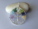 large custom family tree of life with birthstones pendant