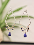 Sterling Silver Chandelier Statement Earrings with Lapis
