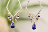 Sterling Silver Chandelier Statement Earrings with Lapis