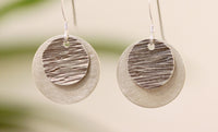 Sterling Silver Double Textured Disc Earrings