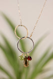 Mixed Metal Hoop Necklace with Whiskey Quartz