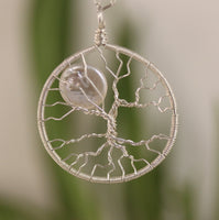 large sterling silver full moon tree of life pendant