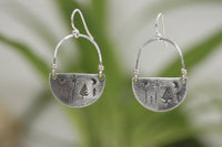 Stamped Nature Scenic Earrings: Trees, Moon and Twinkle Stars